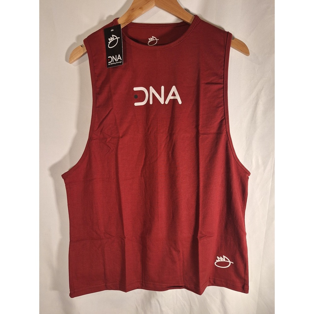 DNA Do Nothing Average Mens Muscle Tank Top Burgundy Red Logo Size M NEW